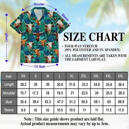 Texas Longhorn Cattle Hawaiian Shirt for Men, Button Down Aloha Shirt - Azhawaiian