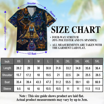 The Egyptian God Anubis Geometry Black Hawaiian Shirt for Men, Button Down Aloha Shirt - Azhawaiian