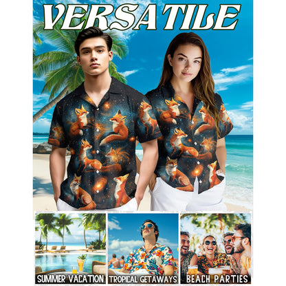 The Fox In The Starlight Hawaiian Shirt for Men, Button Down Aloha Shirt - Azhawaiian