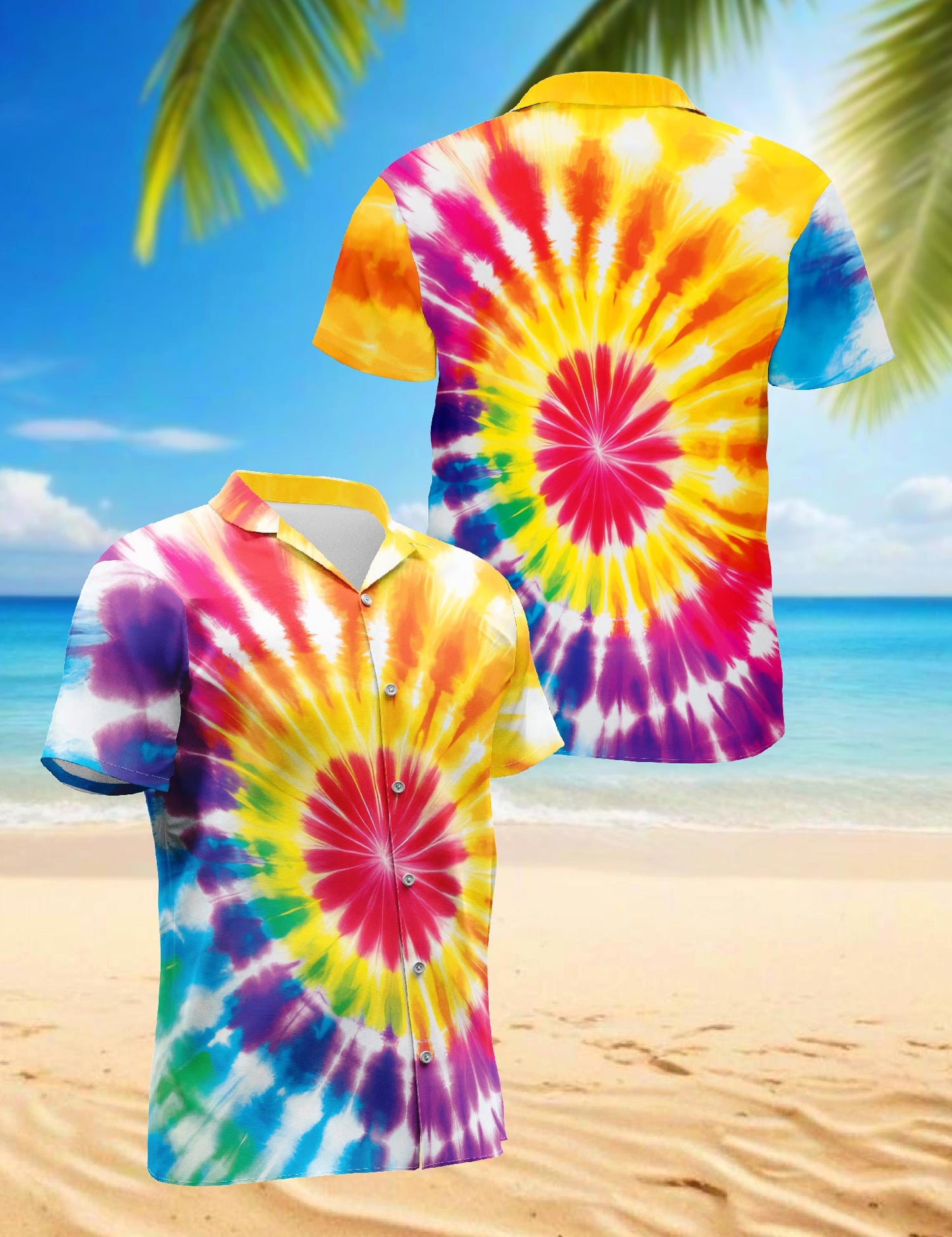 Tie Dye Hawaiian Shirt for Men, Button Down Aloha Shirt - Azhawaiian