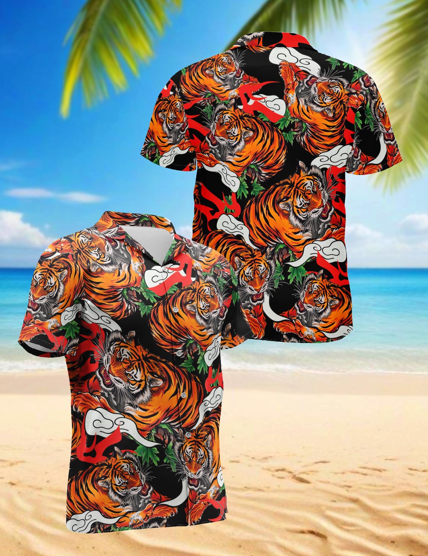 Tiger Japanese Hawaiian Shirt for Men, Button Down Aloha Shirt - Azhawaiian