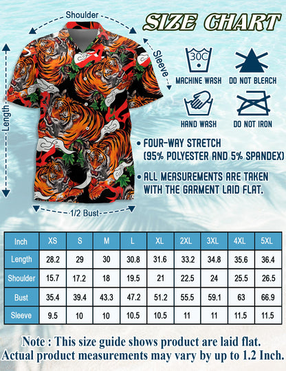 Tiger Japanese Hawaiian Shirt for Men, Button Down Aloha Shirt - Azhawaiian