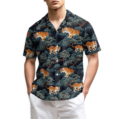 Azhawaiian Tiger Pattern Hawaiian Shirt for Men
