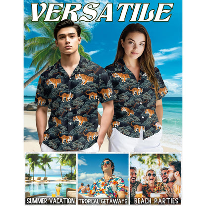 Tiger Pattern Hawaiian Shirt for Men, Button Down Aloha Shirt - Azhawaiian