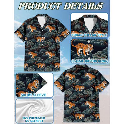 Tiger Pattern Hawaiian Shirt for Men, Button Down Aloha Shirt - Azhawaiian