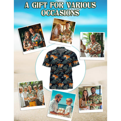 Tiger Pattern Hawaiian Shirt for Men, Button Down Aloha Shirt - Azhawaiian