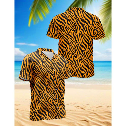 Tiger Skin Hawaiian Shirt for Men, Button Down Aloha Shirt - Azhawaiian