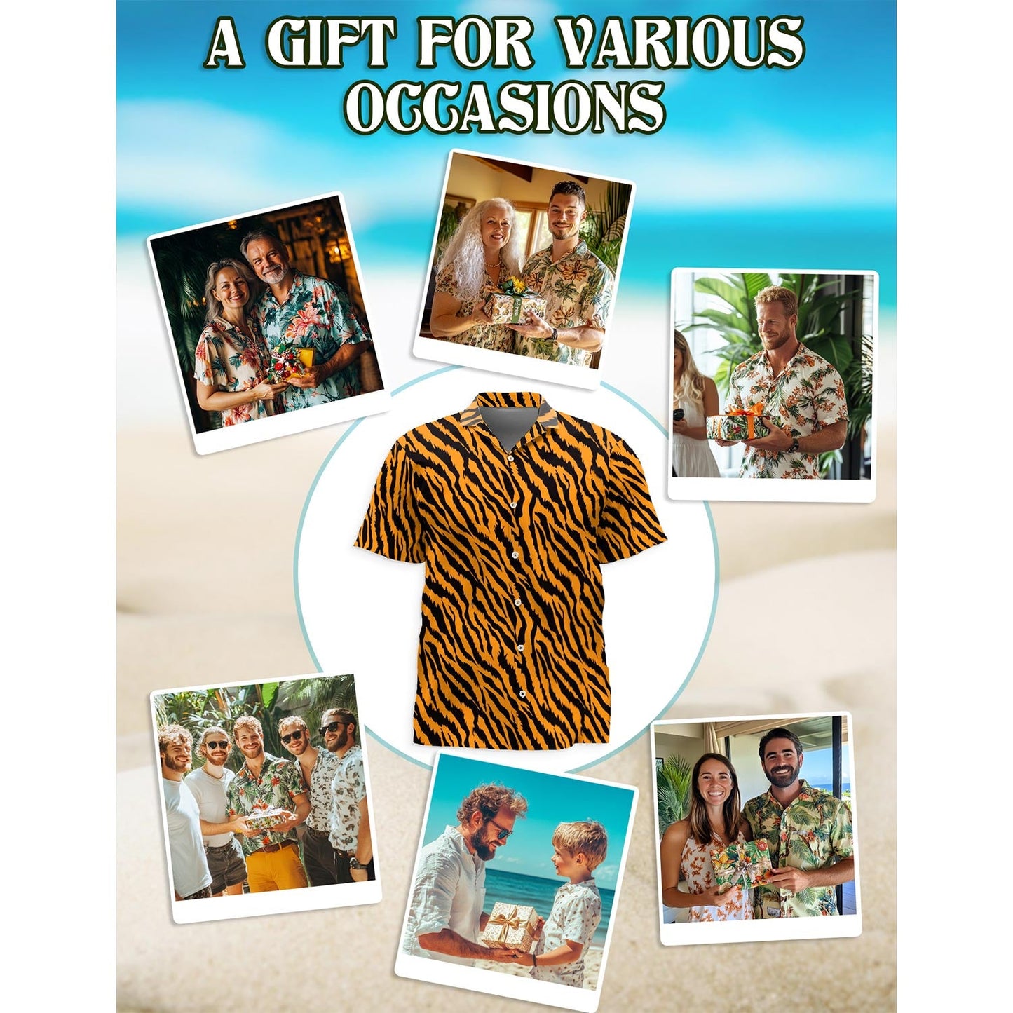 Tiger Skin Hawaiian Shirt for Men, Button Down Aloha Shirt - Azhawaiian