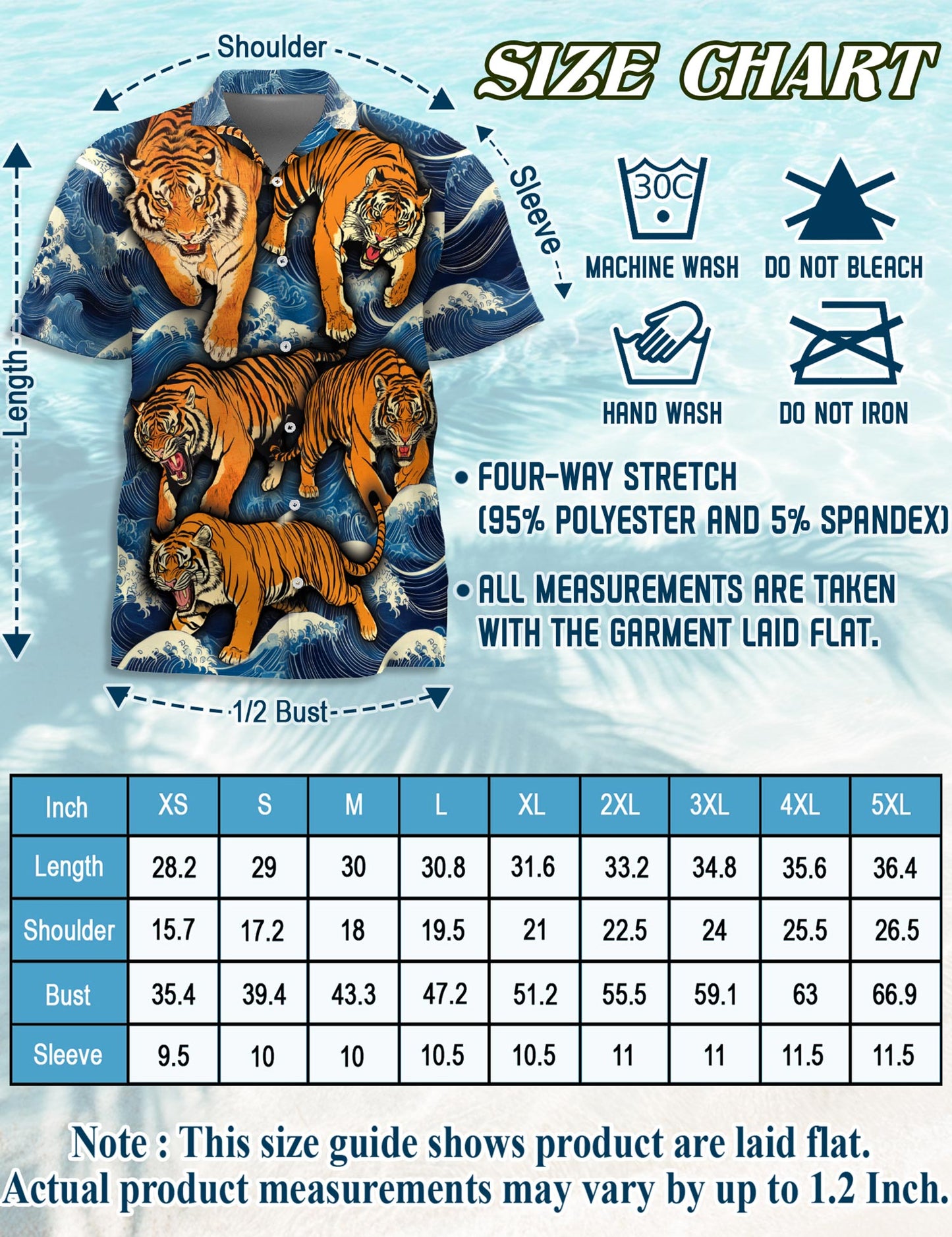 Tigers In Wave Hawaiian Shirt for Men, Button Down Aloha Shirt - Azhawaiian