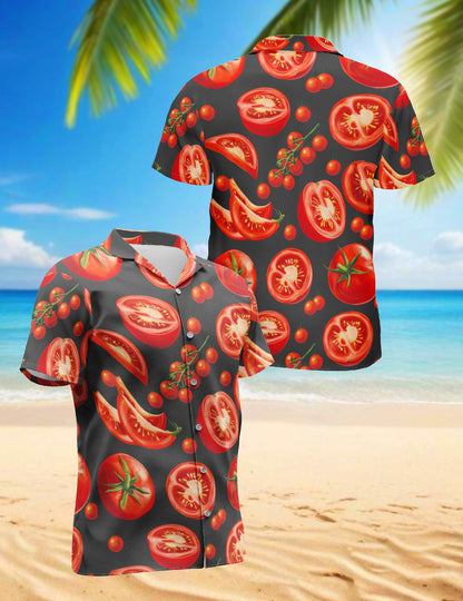 Tomato Hawaiian Shirt for Men, Button Down Aloha Shirt - Azhawaiian