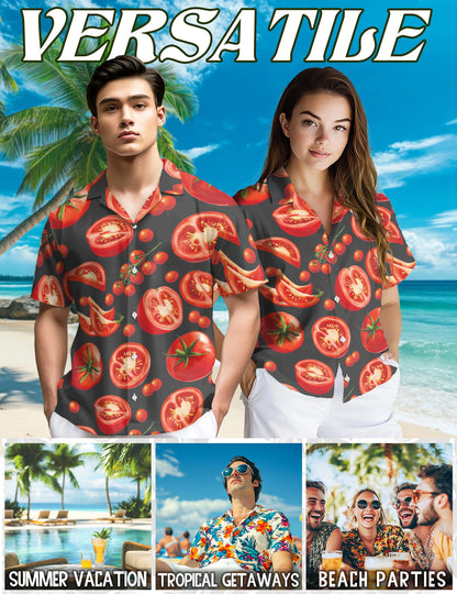 Tomato Hawaiian Shirt for Men, Button Down Aloha Shirt - Azhawaiian
