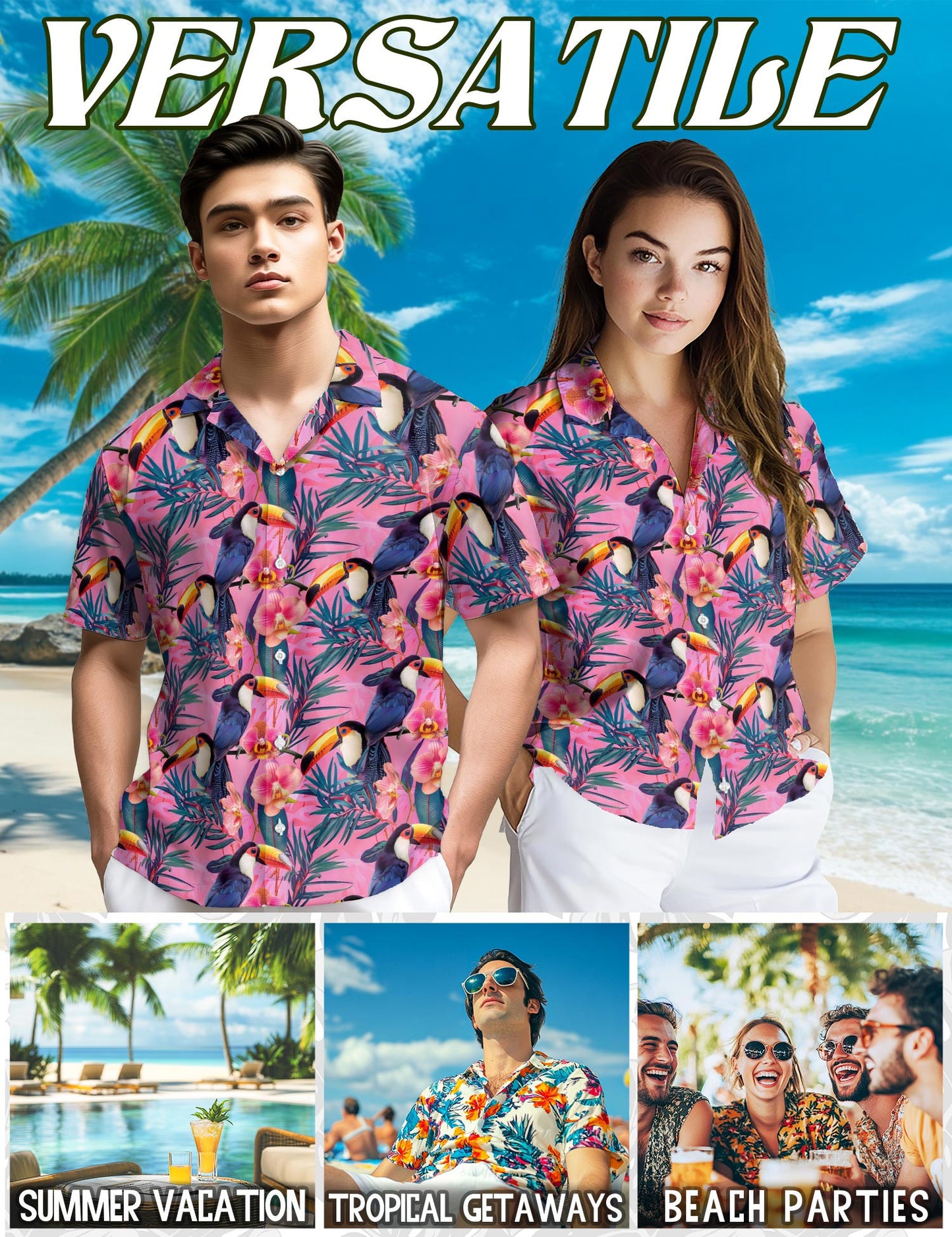 Toucan Hawaiian Shirt for Men, Button Down Aloha Shirt - Azhawaiian