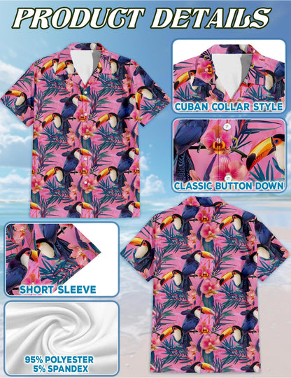 Toucan Hawaiian Shirt for Men, Button Down Aloha Shirt - Azhawaiian