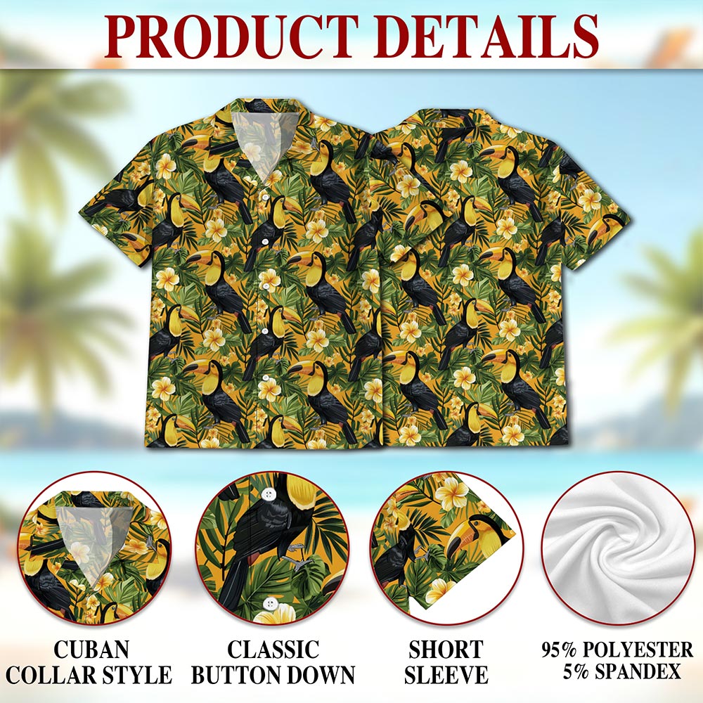 Toucan Hawaiian Shirt for Men, Button Down Aloha Shirt - Azhawaiian