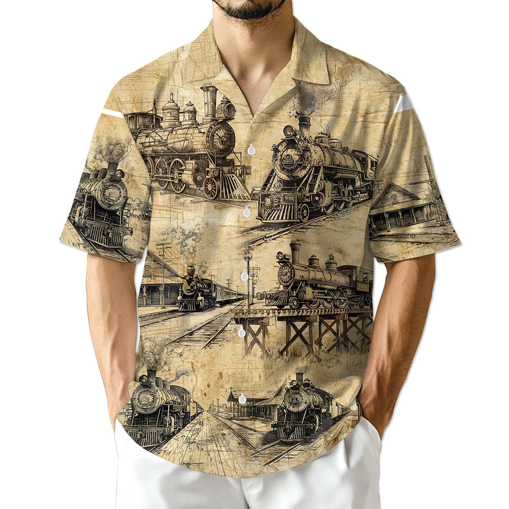 Azhawaiian Train Locomotive Engineer Hawaiian Shirt for Men