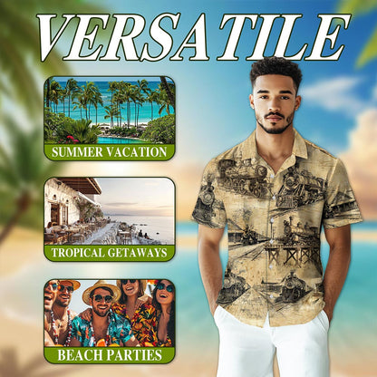 Train Locomotive Engineer Hawaiian Shirt for Men, Button Down Aloha Shirt - Azhawaiian