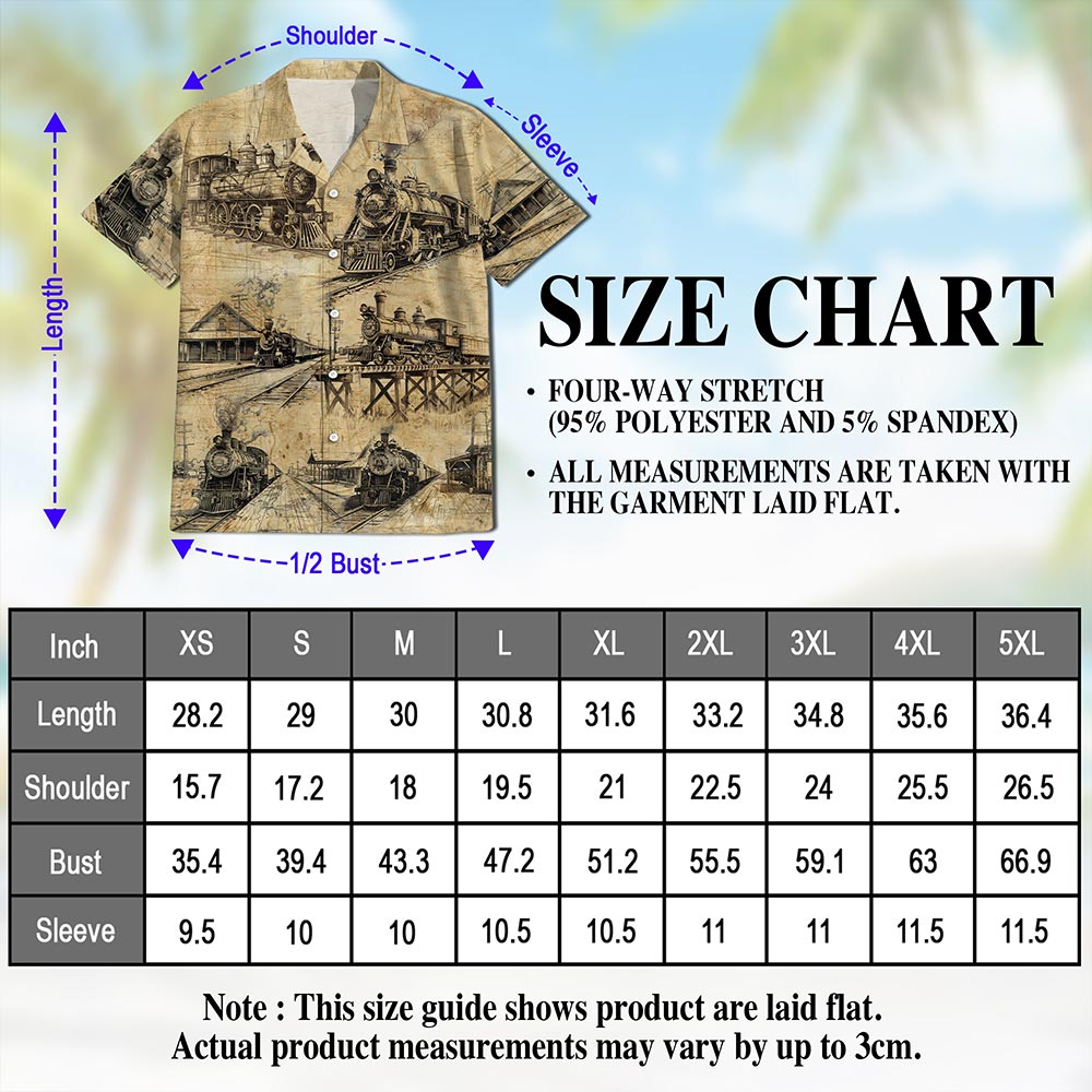 Train Locomotive Engineer Hawaiian Shirt for Men, Button Down Aloha Shirt - Azhawaiian