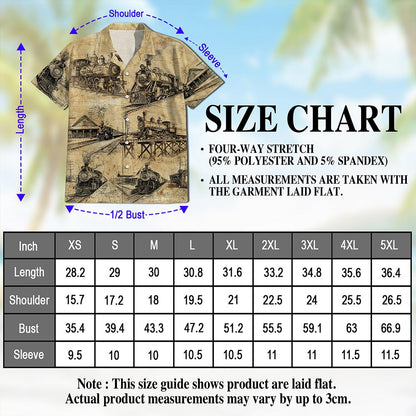 Train Locomotive Engineer Hawaiian Shirt for Men, Button Down Aloha Shirt - Azhawaiian