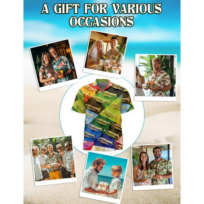 Trombone Music Hawaiian Shirt for Men, Button Down Aloha Shirt - Azhawaiian