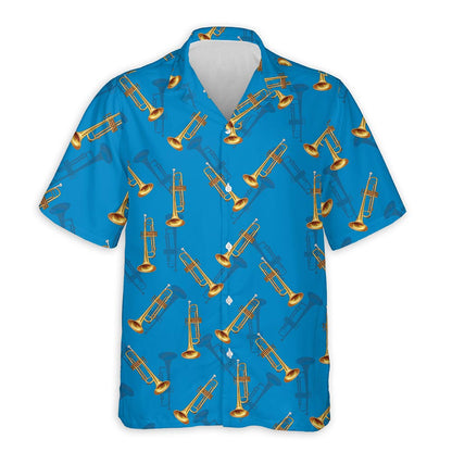 Azhawaiian Trombone Pattern Hawaiian Shirt for Men