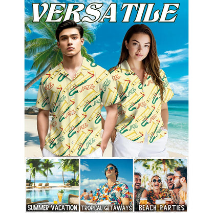 Trombone Pattern Hawaiian Shirt for Men, Button Down Aloha Shirt - Azhawaiian