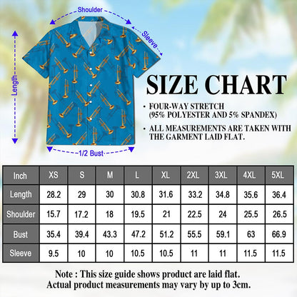 Trombone Pattern Hawaiian Shirt for Men, Button Down Aloha Shirt - Azhawaiian