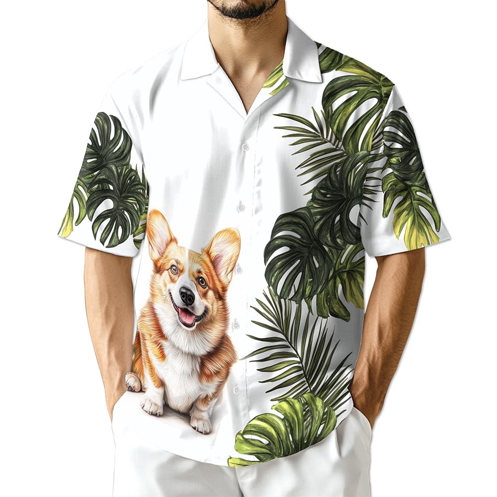 Azhawaiian Tropical Corgi Hawaiian Shirt for Men