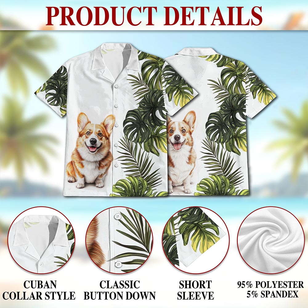 Tropical Corgi Hawaiian Shirt for Men, Button Down Aloha Shirt - Azhawaiian