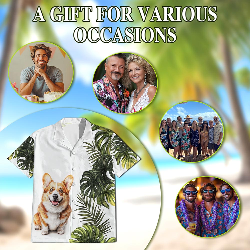 Tropical Corgi Hawaiian Shirt for Men, Button Down Aloha Shirt - Azhawaiian
