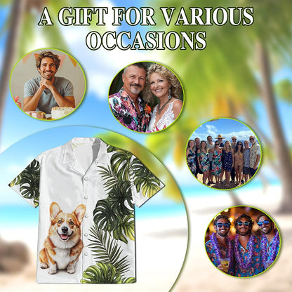 Tropical Corgi Hawaiian Shirt for Men, Button Down Aloha Shirt - Azhawaiian