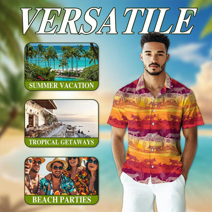 Tropical Coyotes Hawaiian Shirt for Men, Button Down Aloha Shirt - Azhawaiian