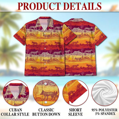 Tropical Coyotes Hawaiian Shirt for Men, Button Down Aloha Shirt - Azhawaiian