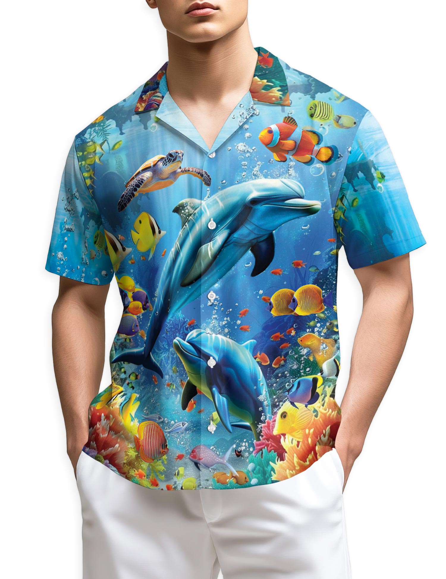 Azhawaiian Tropical Dolphin Hawaiian Shirt for Men
