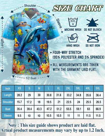 Tropical Dolphin Hawaiian Shirt for Men, Button Down Aloha Shirt - Azhawaiian