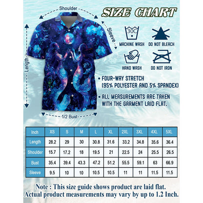 Tropical Floral Mermaid Hawaiian Shirt for Men, Button Down Aloha Shirt - Azhawaiian