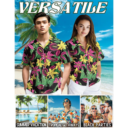 Tropical Flower Hawaiian Shirt for Men, Button Down Aloha Shirt - Azhawaiian