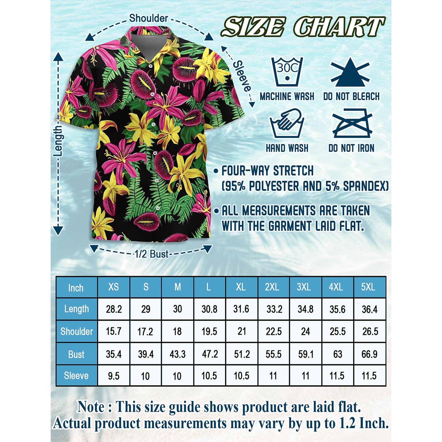 Tropical Flower Hawaiian Shirt for Men, Button Down Aloha Shirt - Azhawaiian