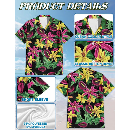 Tropical Flower Hawaiian Shirt for Men, Button Down Aloha Shirt - Azhawaiian