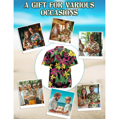 Tropical Flower Hawaiian Shirt for Men, Button Down Aloha Shirt - Azhawaiian