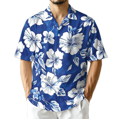 Azhawaiian Tropical Hibiscus Blue Hawaiian Shirt for Men
