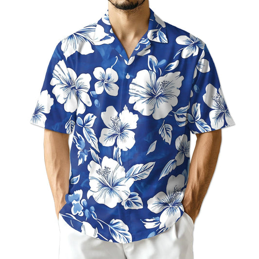 Azhawaiian Tropical Hibiscus Blue Hawaiian Shirt for Men