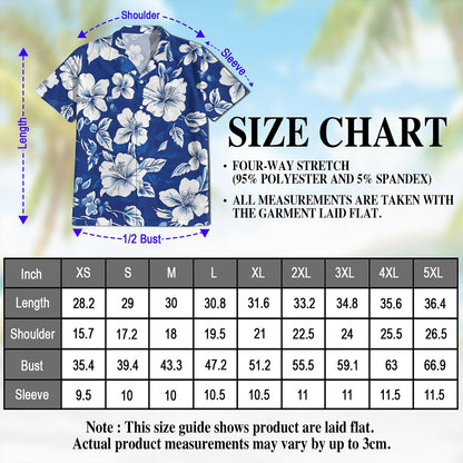 Tropical Hibiscus Blue Hawaiian Shirt for Men, Button Down Aloha Shirt - Azhawaiian