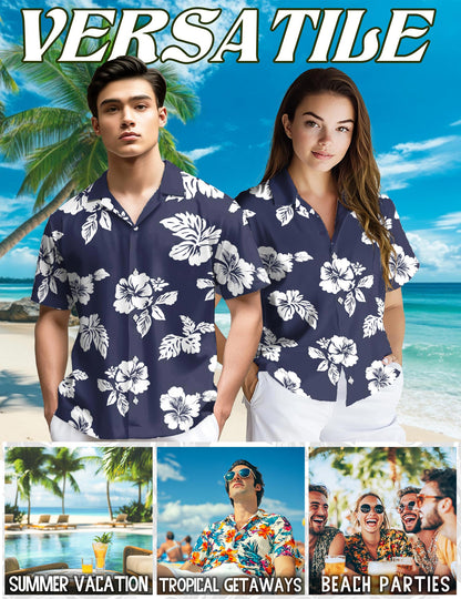Tropical Hibiscus Hawaiian Shirt for Men, Button Down Aloha Shirt - Azhawaiian