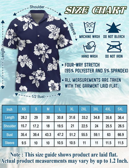 Tropical Hibiscus Hawaiian Shirt for Men, Button Down Aloha Shirt - Azhawaiian