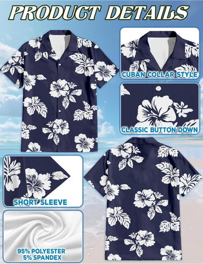Tropical Hibiscus Hawaiian Shirt for Men, Button Down Aloha Shirt - Azhawaiian