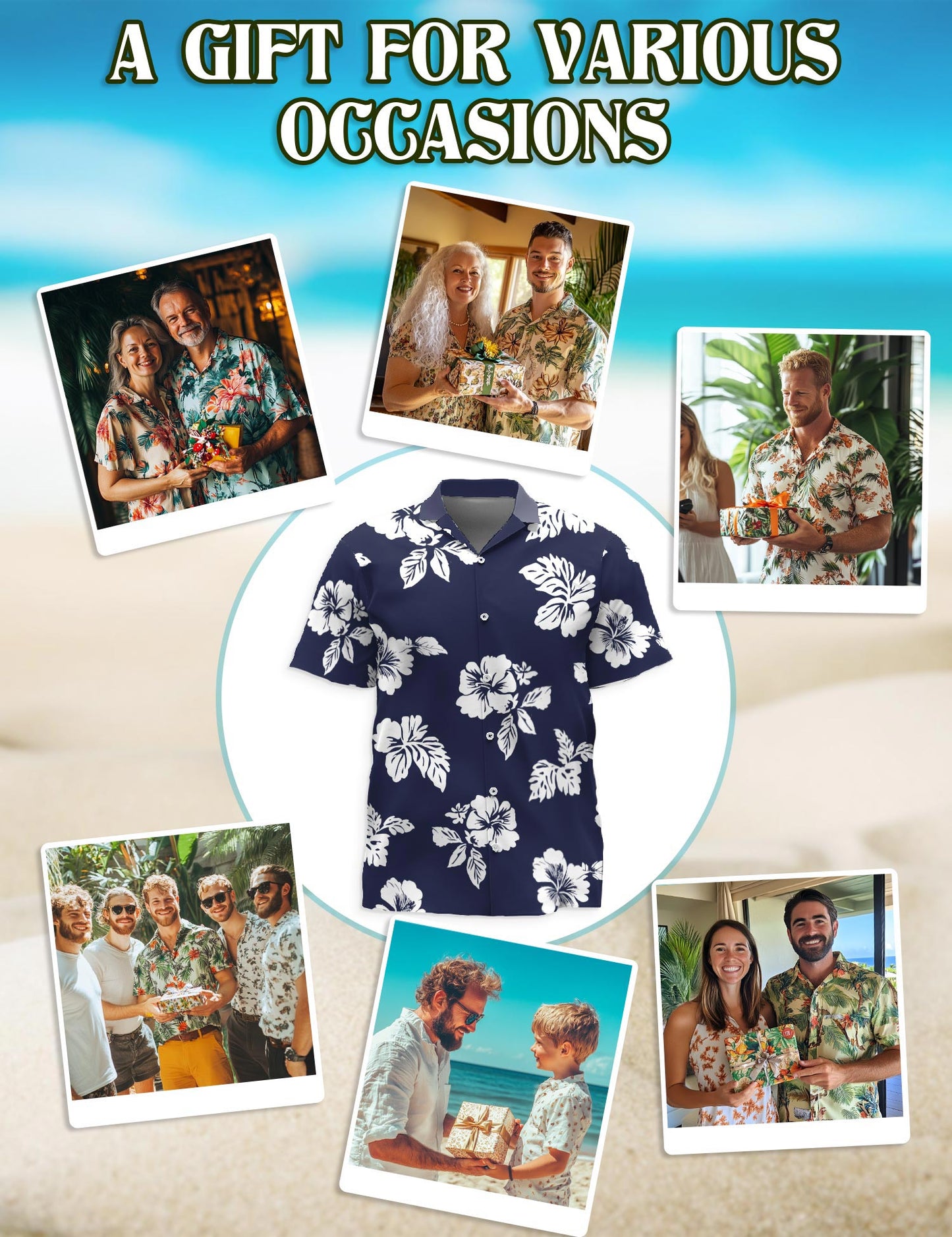 Tropical Hibiscus Hawaiian Shirt for Men, Button Down Aloha Shirt - Azhawaiian