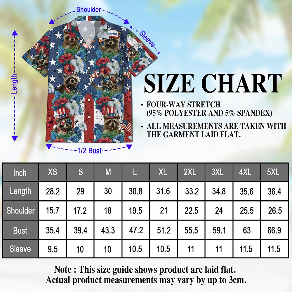 Tropical Merica Raccoon Hawaiian Shirt for Men, Button Down Aloha Shirt - Azhawaiian