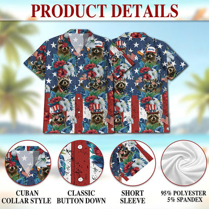 Tropical Merica Raccoon Hawaiian Shirt for Men, Button Down Aloha Shirt - Azhawaiian