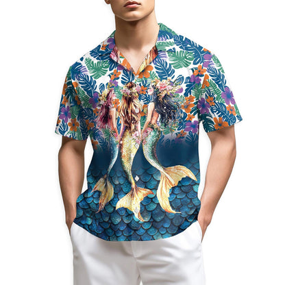 Azhawaiian Tropical Mermaid Hawaiian Shirt for Men
