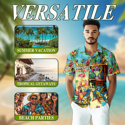 Tropical Parrot Hawaiian Shirt for Men, Button Down Aloha Shirt - Azhawaiian